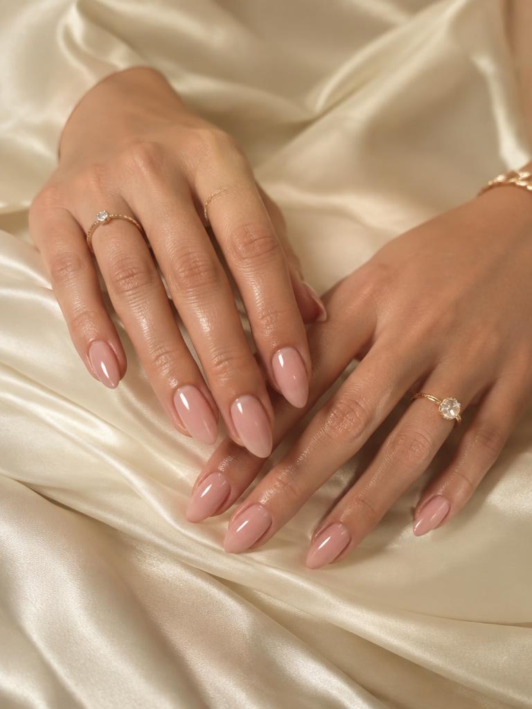 Blush almond manicure